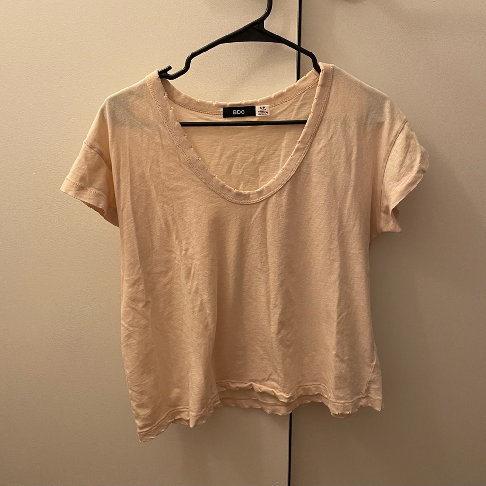 Urban Outfitters BDG Cream Boxy Cut Short Sleeve Top